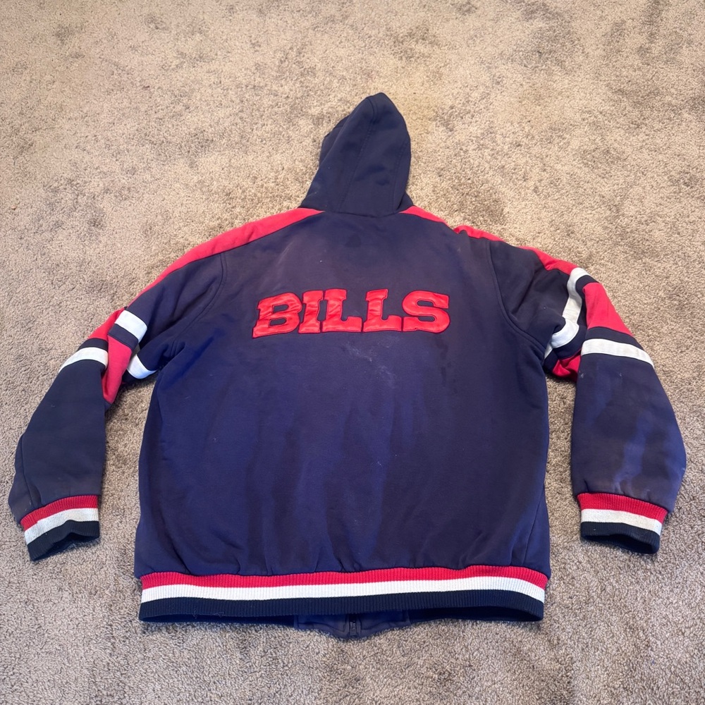 Vintage Buffalo Bills Hoodie Mens XL Blue Long Sleeve Full Zip Heavyweight NFL - Picture 2 of 16